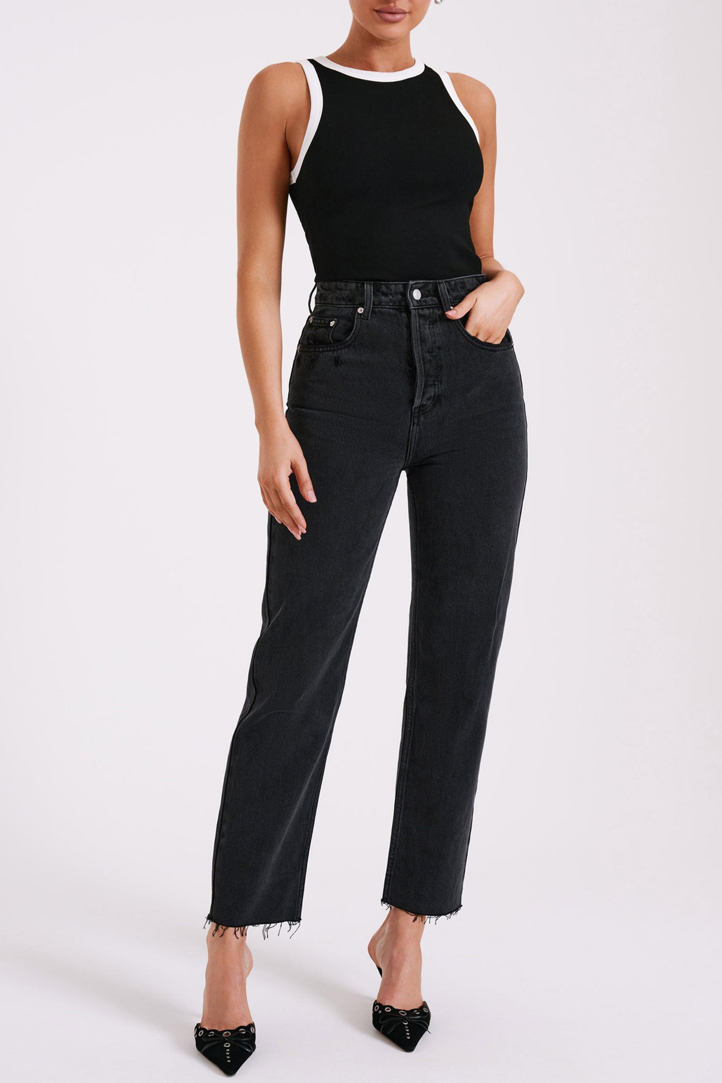 Contrast Ribbed Tank Top - notariosoax