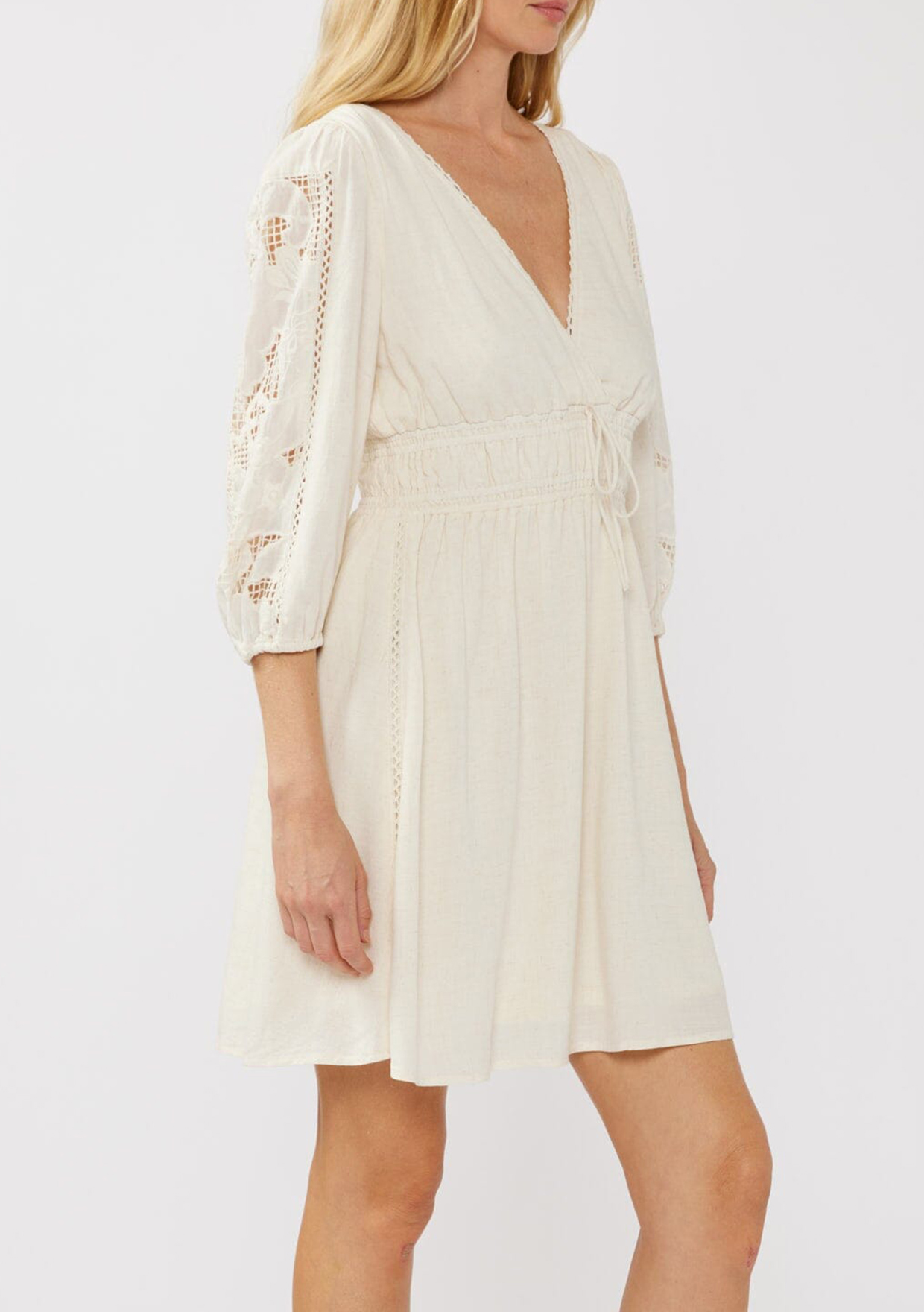 Tied Waist V-Neck Dress - notariosoax