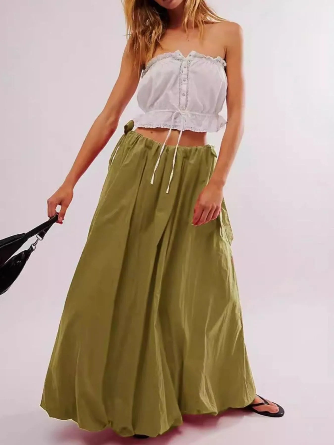 Softened Drawstring Pocket Detail Skirt - notariosoax