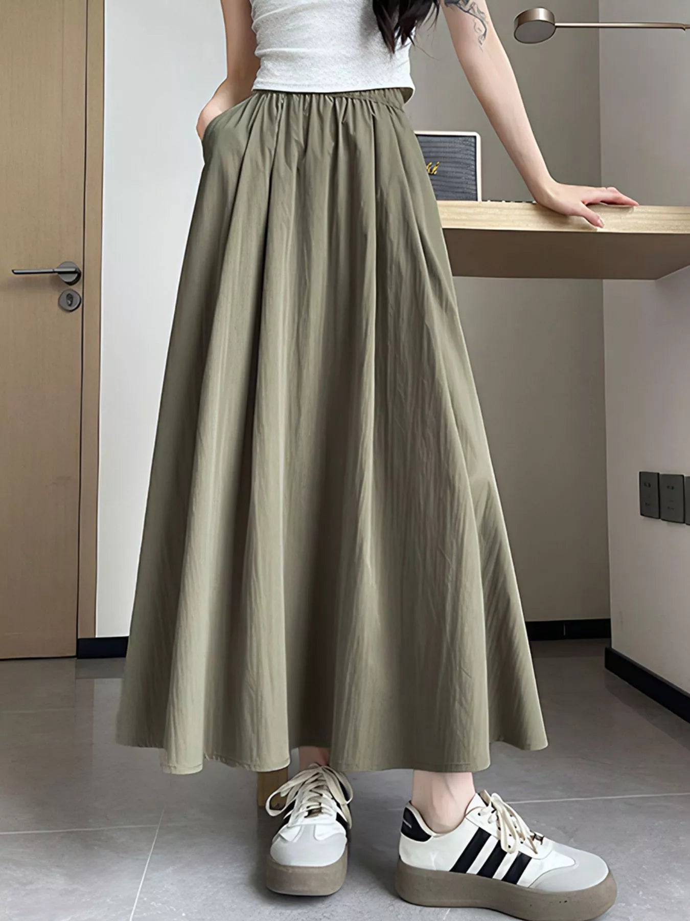 Flowy A-Line Maxi Skirt - notariosoax