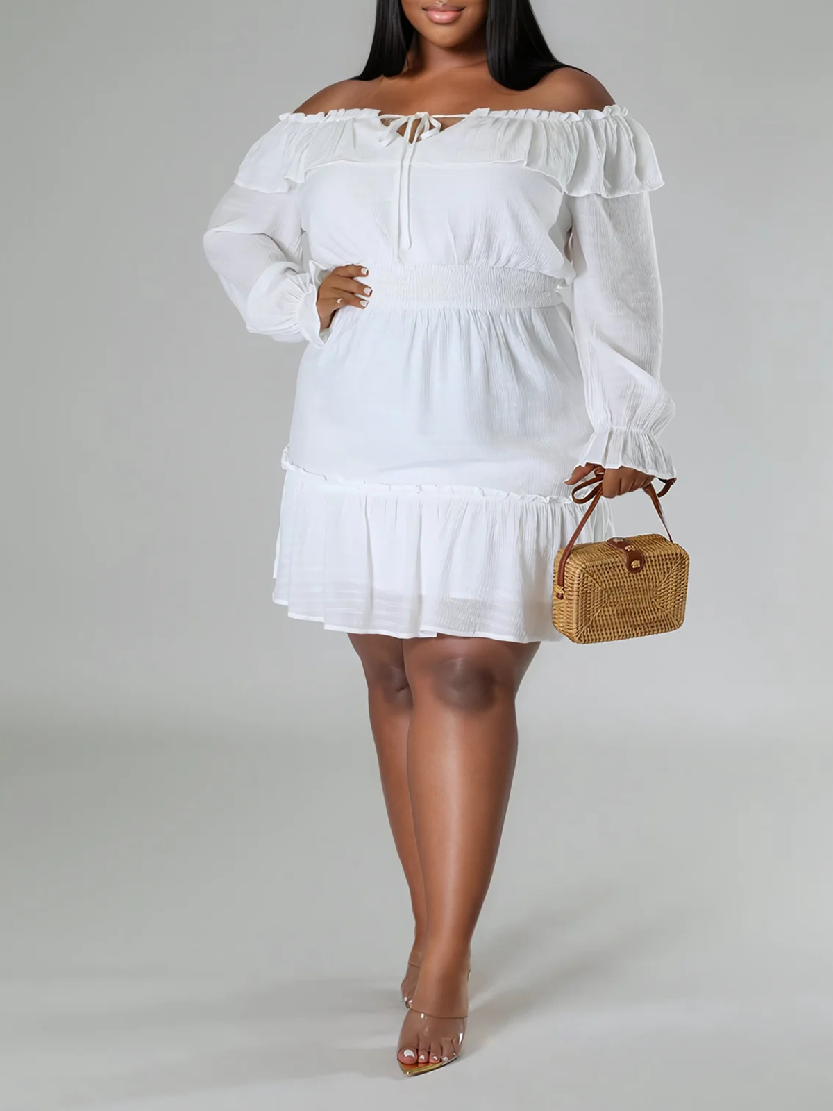 Straight Neck Tie Front Dress - notariosoax