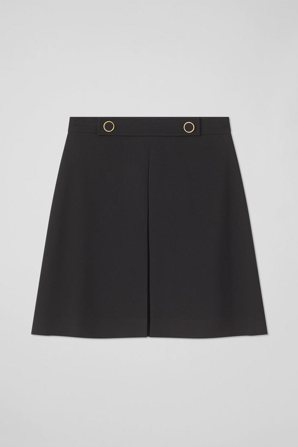 Black Pleated Mini Skirt with Metal Accents - notariosoax