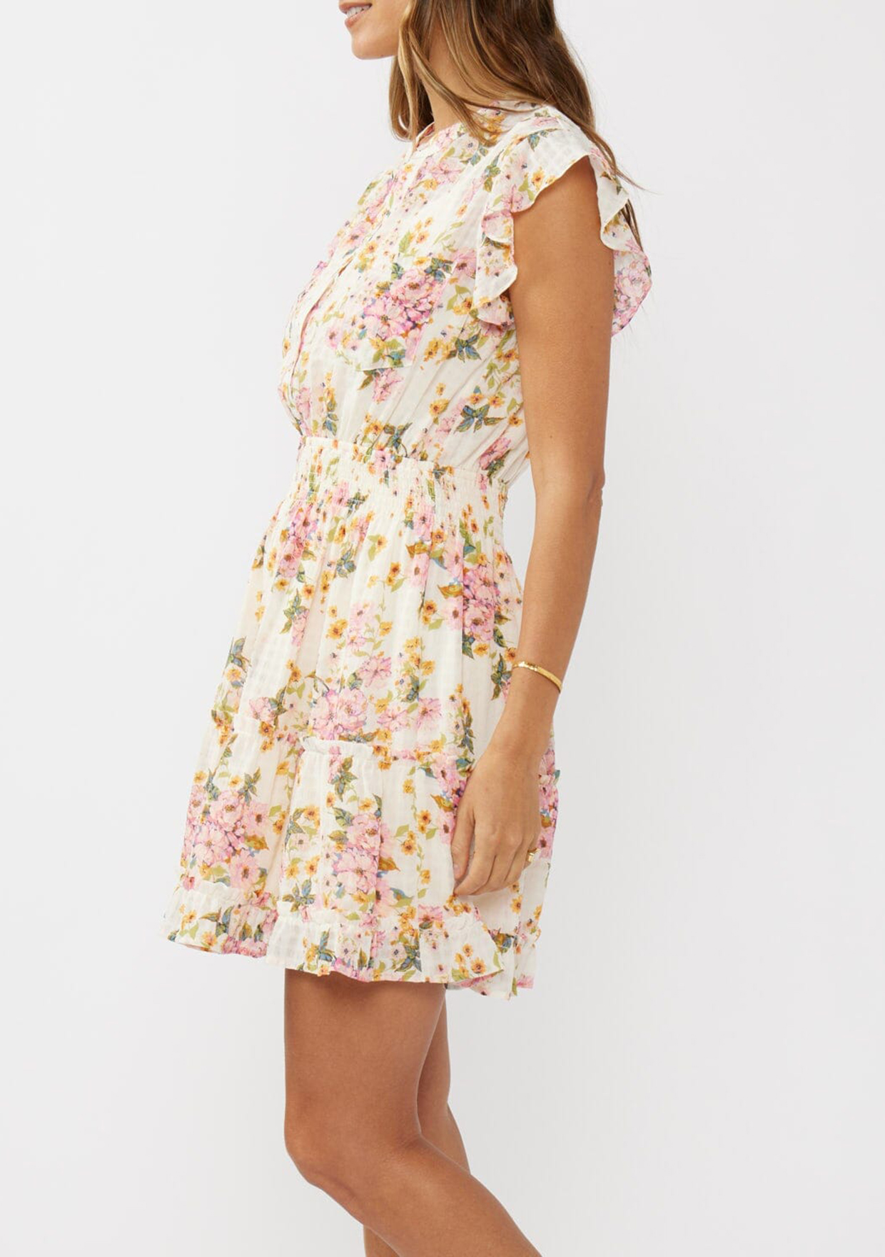 Half Button Floral Dress - notariosoax