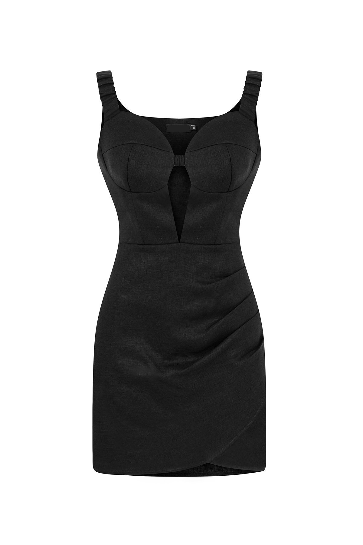 Straight Neck Mini Dress-White - notariosoax