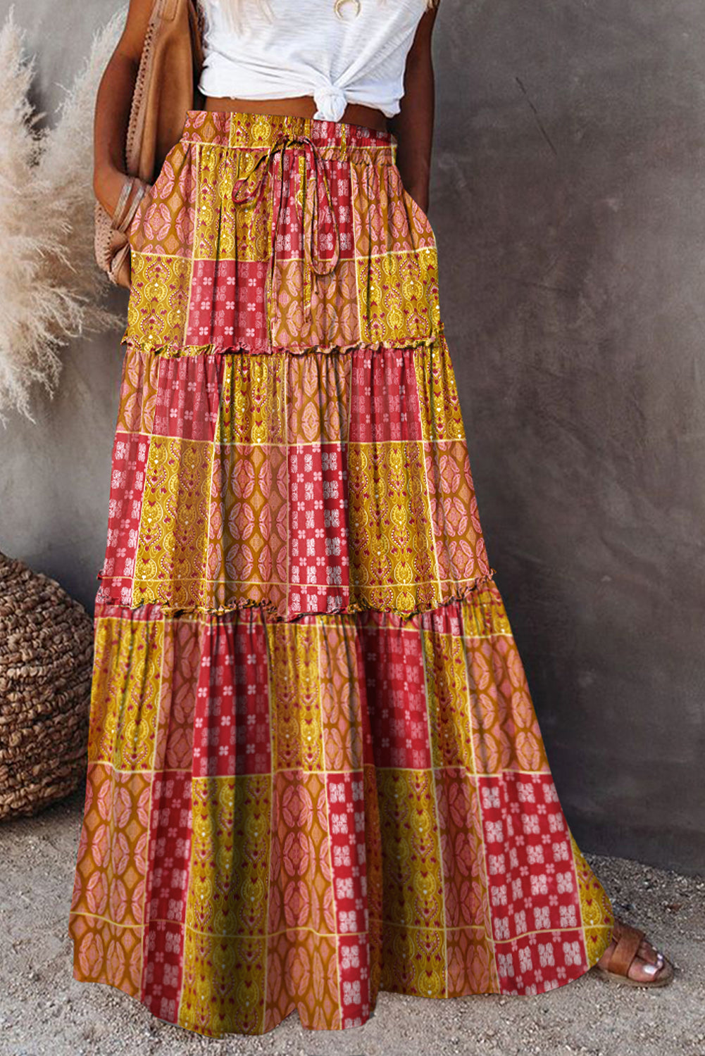 Wearable Printed Pocket Detail Skirt - notariosoax