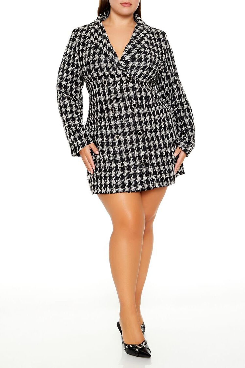 Plus Size Tweed Blazer Mini Dress - notariosoax