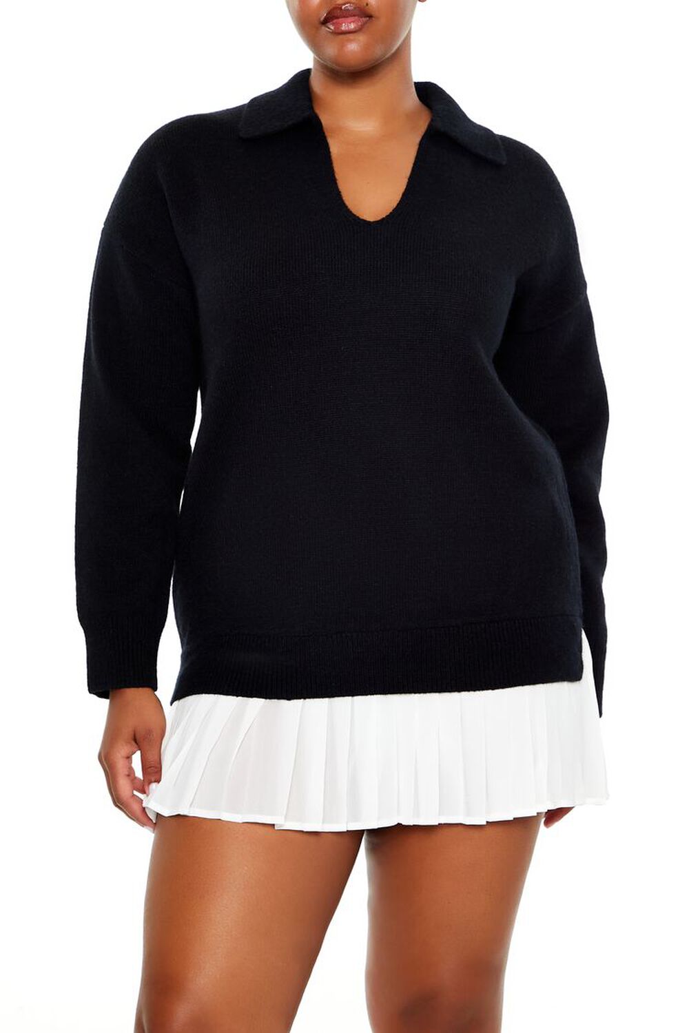 Plus Size Combo Sweater Dress - notariosoax