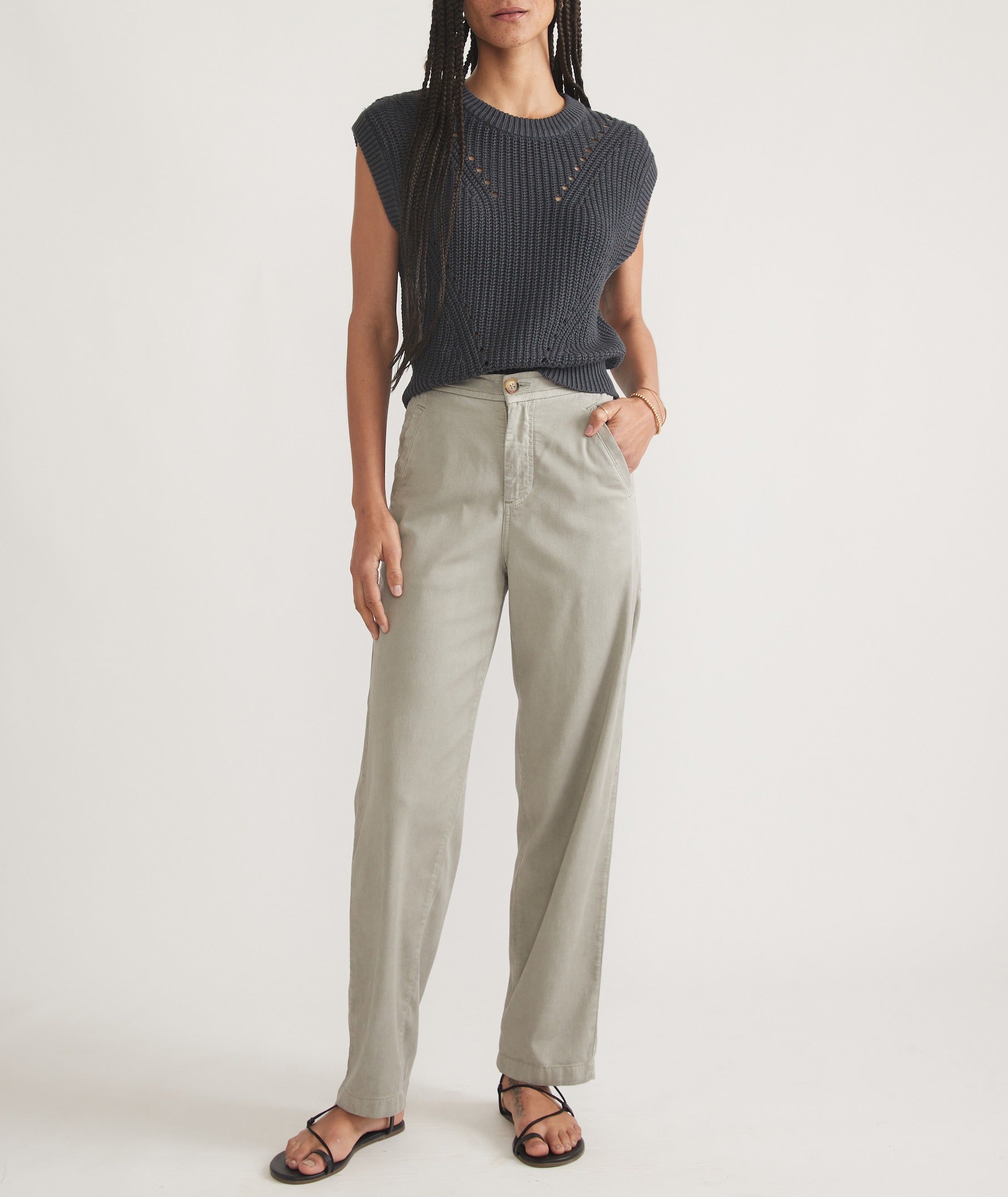 Light Gray Straight-Leg Trousers - notariosoax