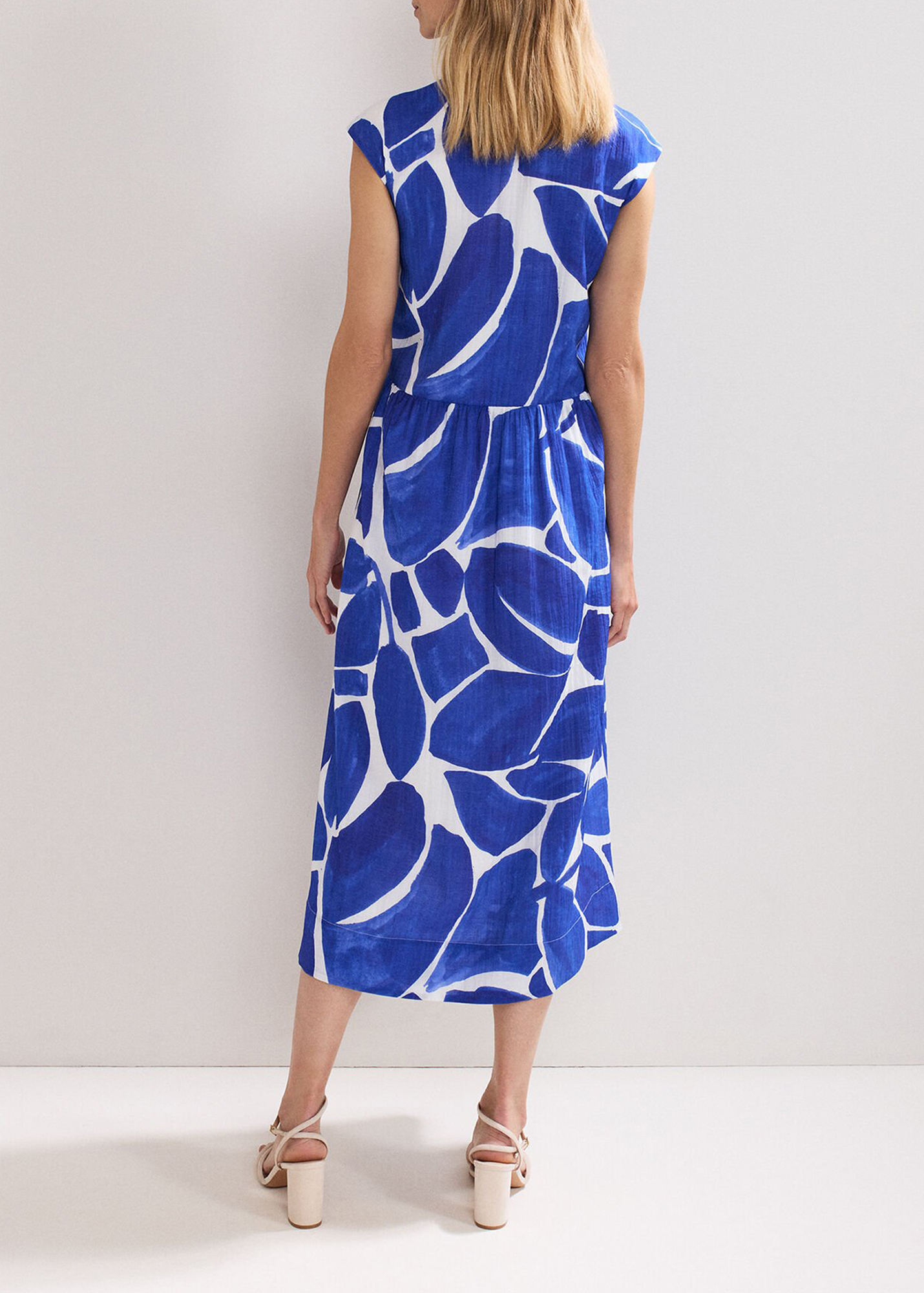 Loose Casual Hollow Blue Printed Long Dress - notariosoax