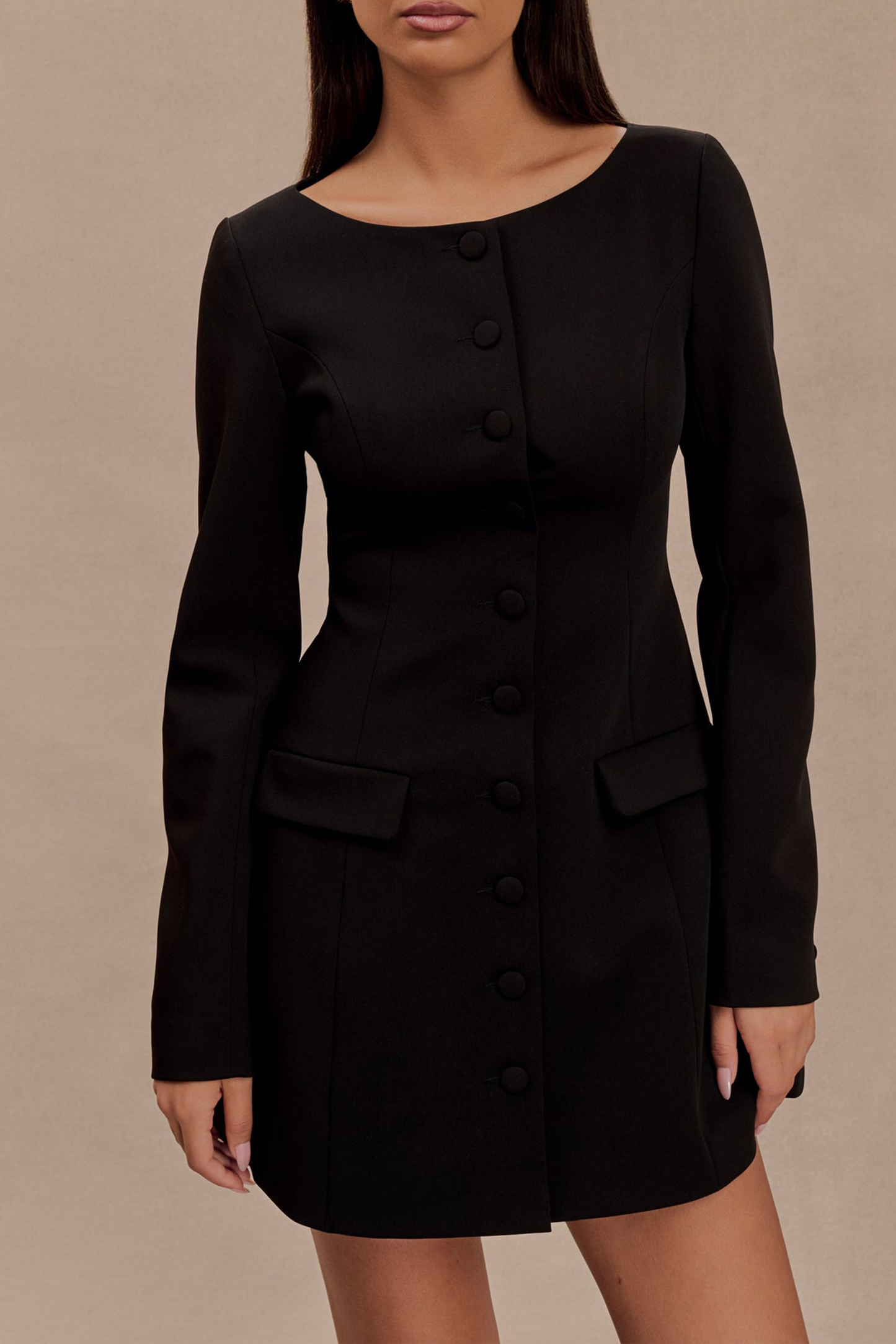Daily Boat Neck Suiting Mini Dress - notariosoax