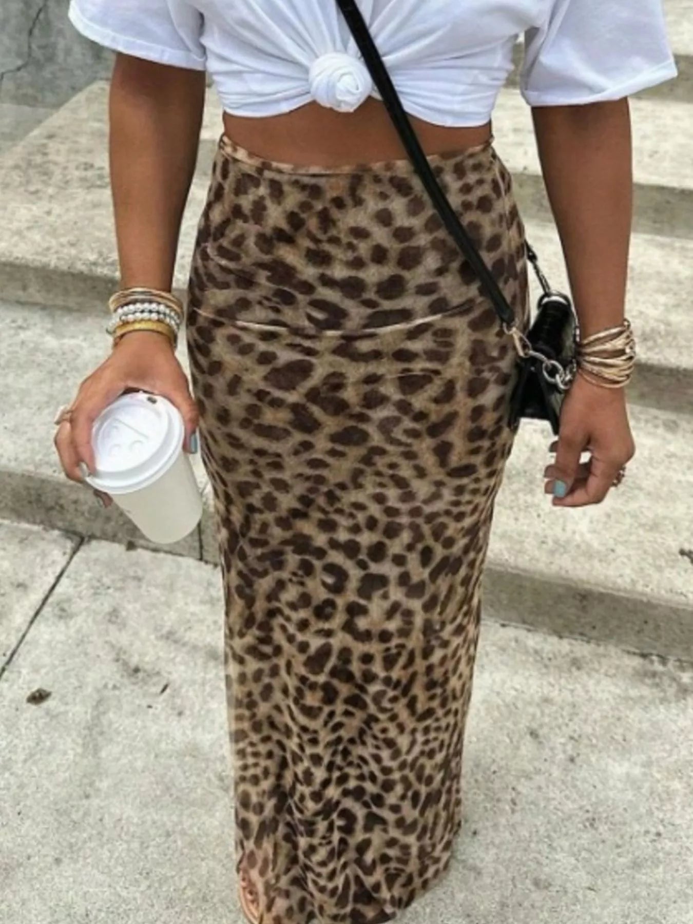 Leopard Print High-Waisted Maxi Skirt - notariosoax