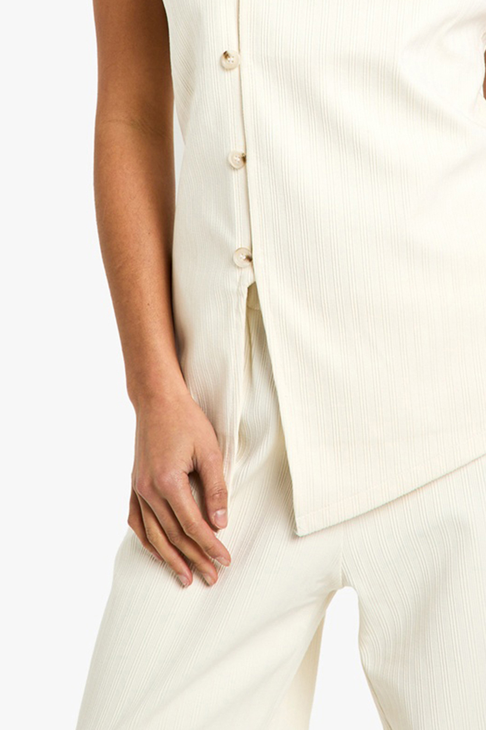 Sleeveless Cotton Corduroy Asymmetric Women's Vest - notariosoax