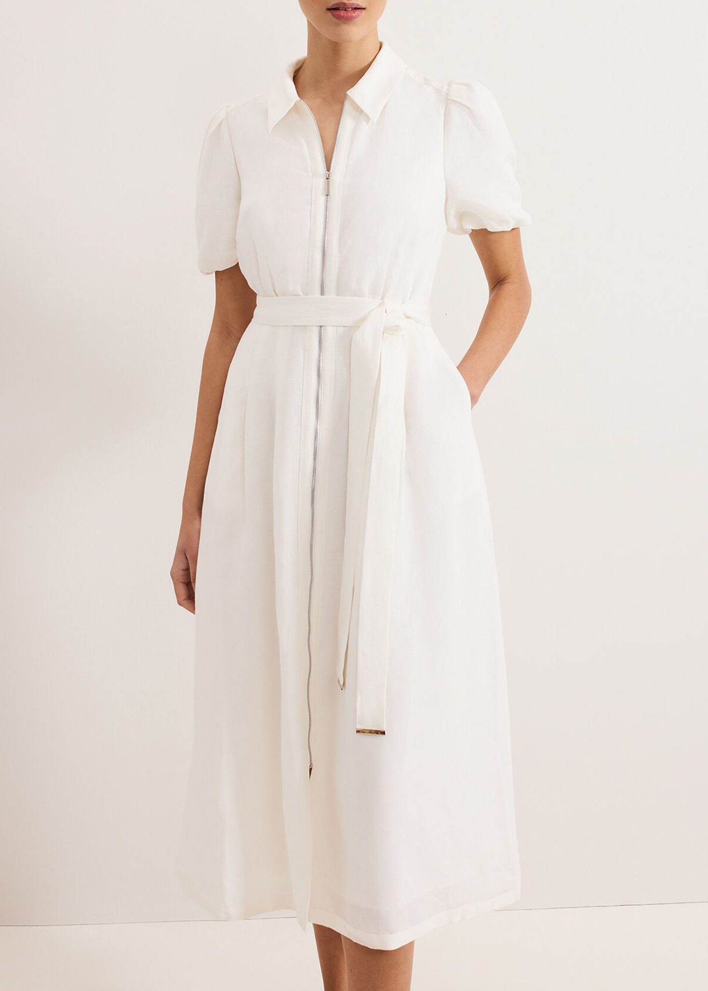 Simple Solid Color Linen Breathable Short-Sleeved Dress - notariosoax