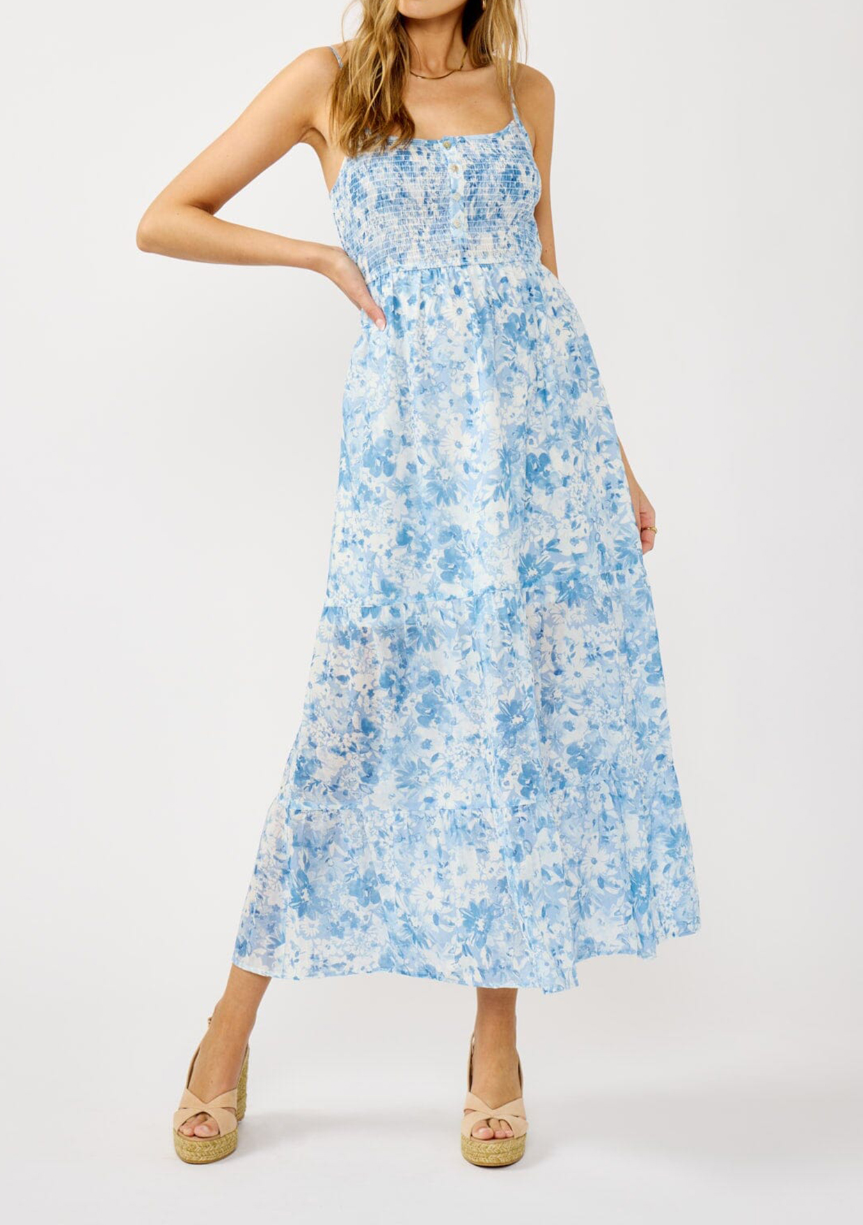 Floral Print Maxi Cami Dress - notariosoax