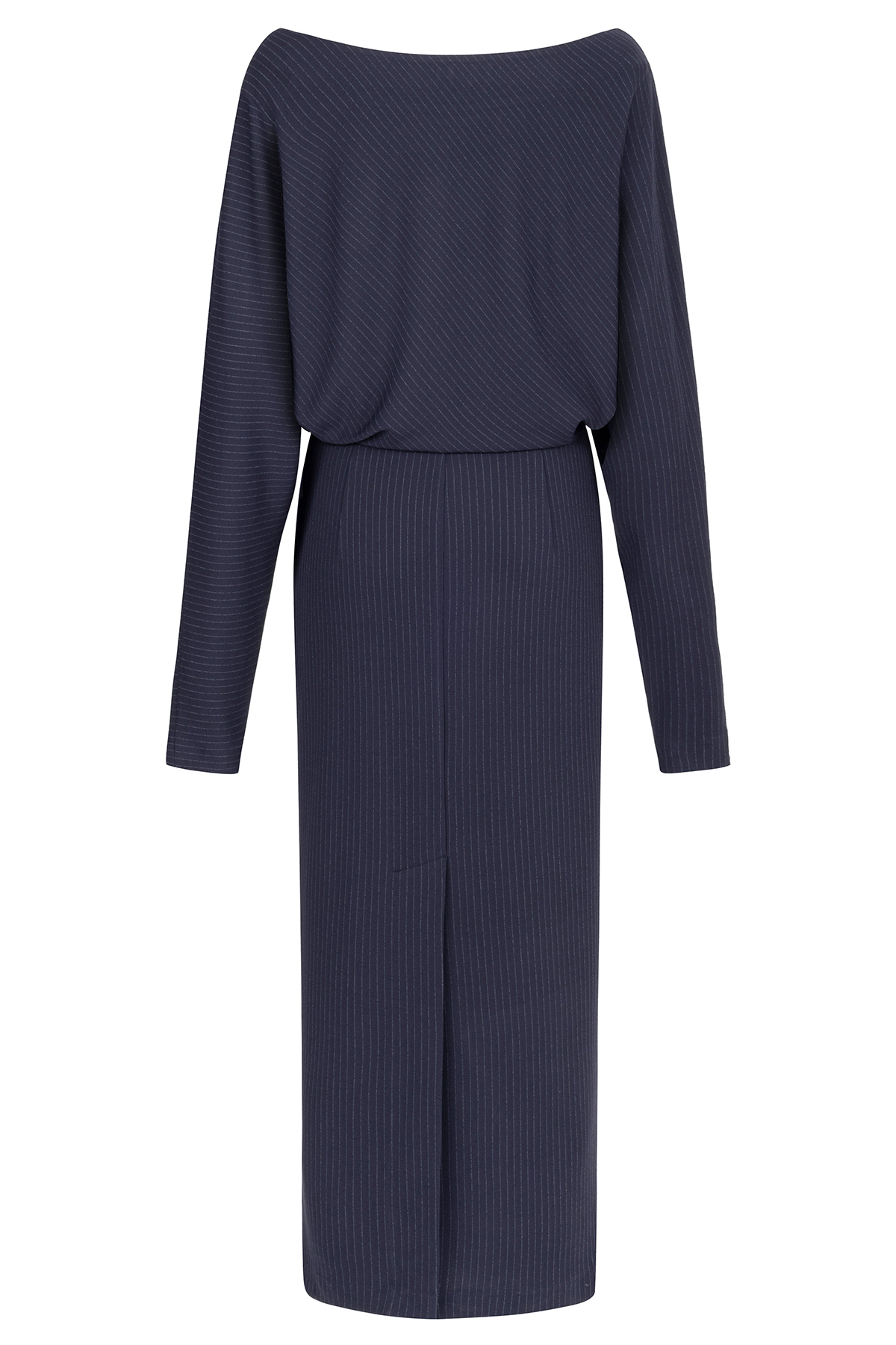 Crew Neck Midi Dress-Navy Blue - notariosoax