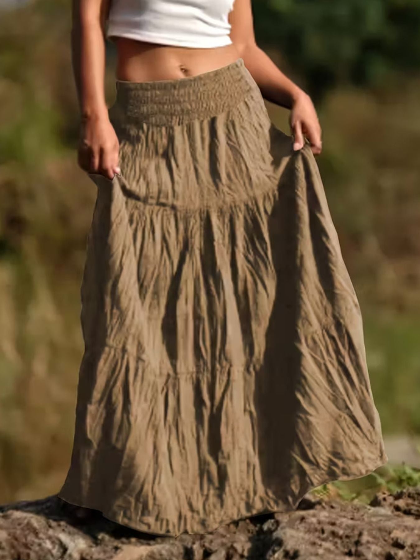 Sleek Ruched Tiered Skirt - notariosoax