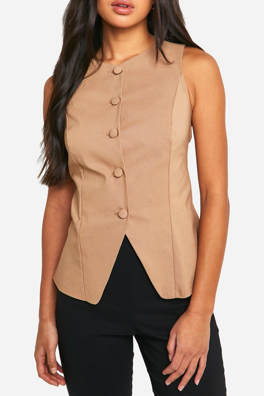 Sleeveless Asymmetric Hem Breathable Women's Vest - notariosoax
