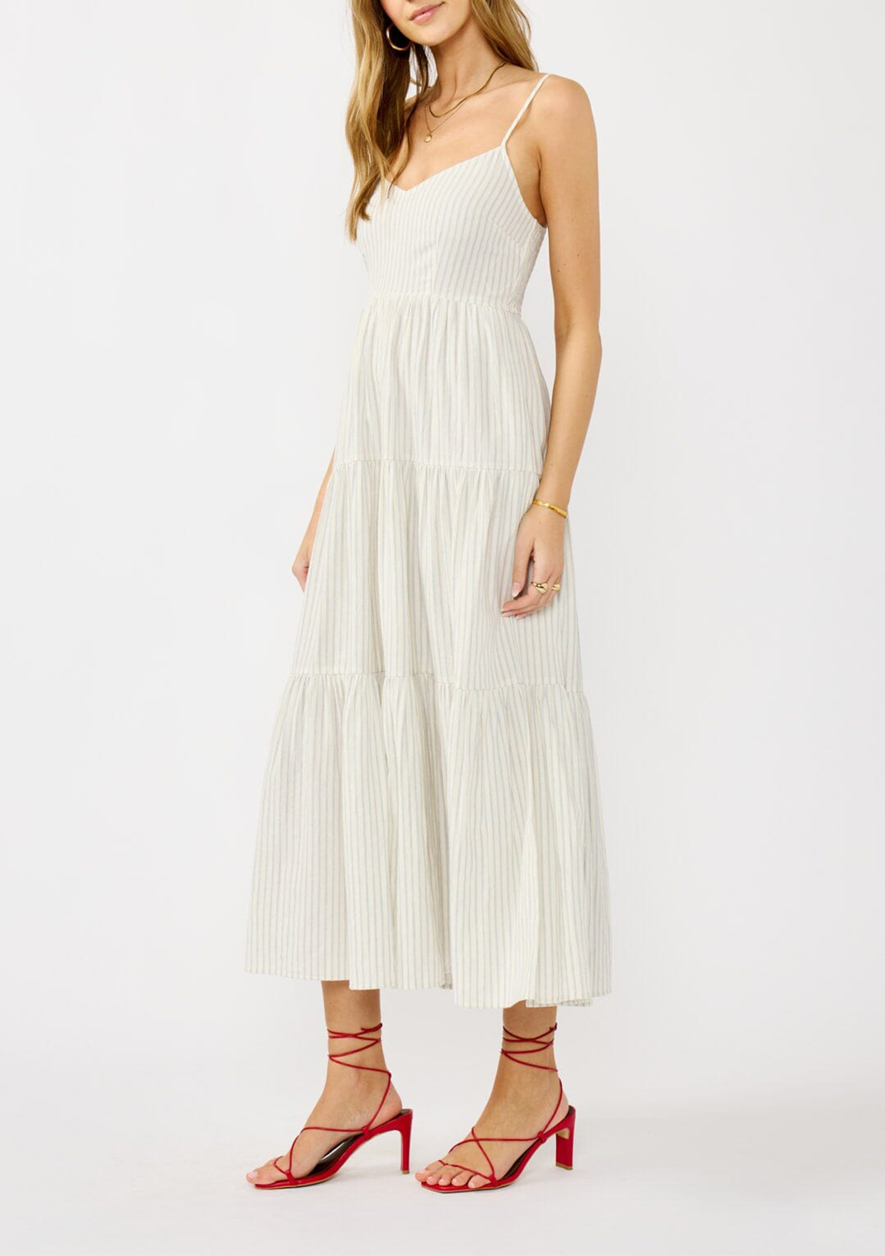 Tiered Striped Cami Dress - notariosoax