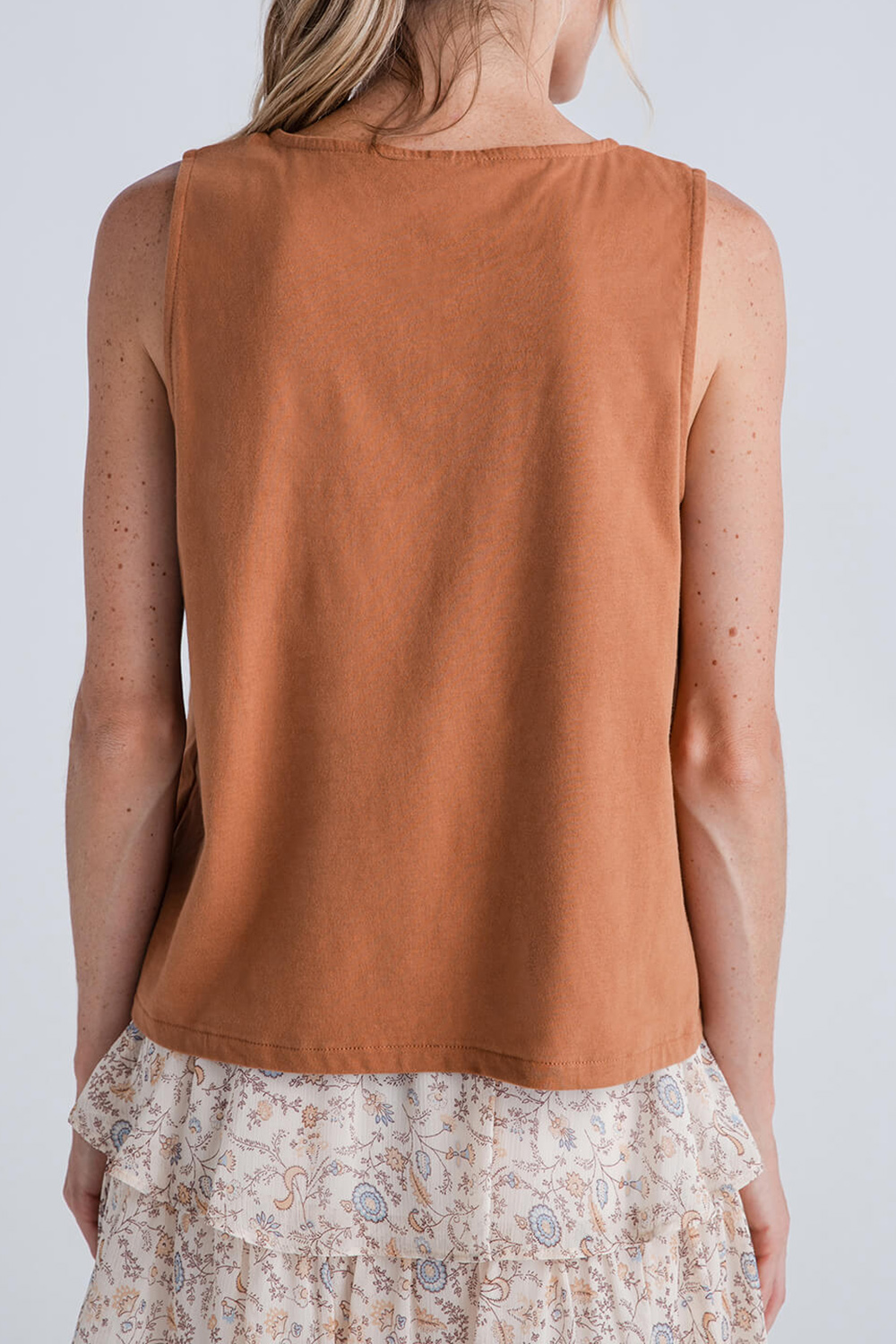Wishlist Button Up Relaxed Crop Knit Tank Top - Camel - notariosoax