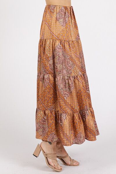 Paisley Patchwork Print Satin Maxi Skirt - notariosoax