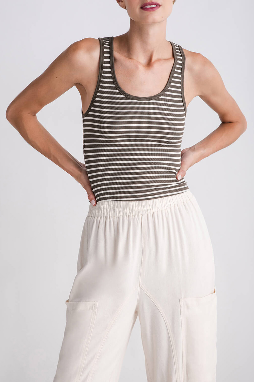 Stripe Ribbed Tank - Grape Leaf - notariosoax