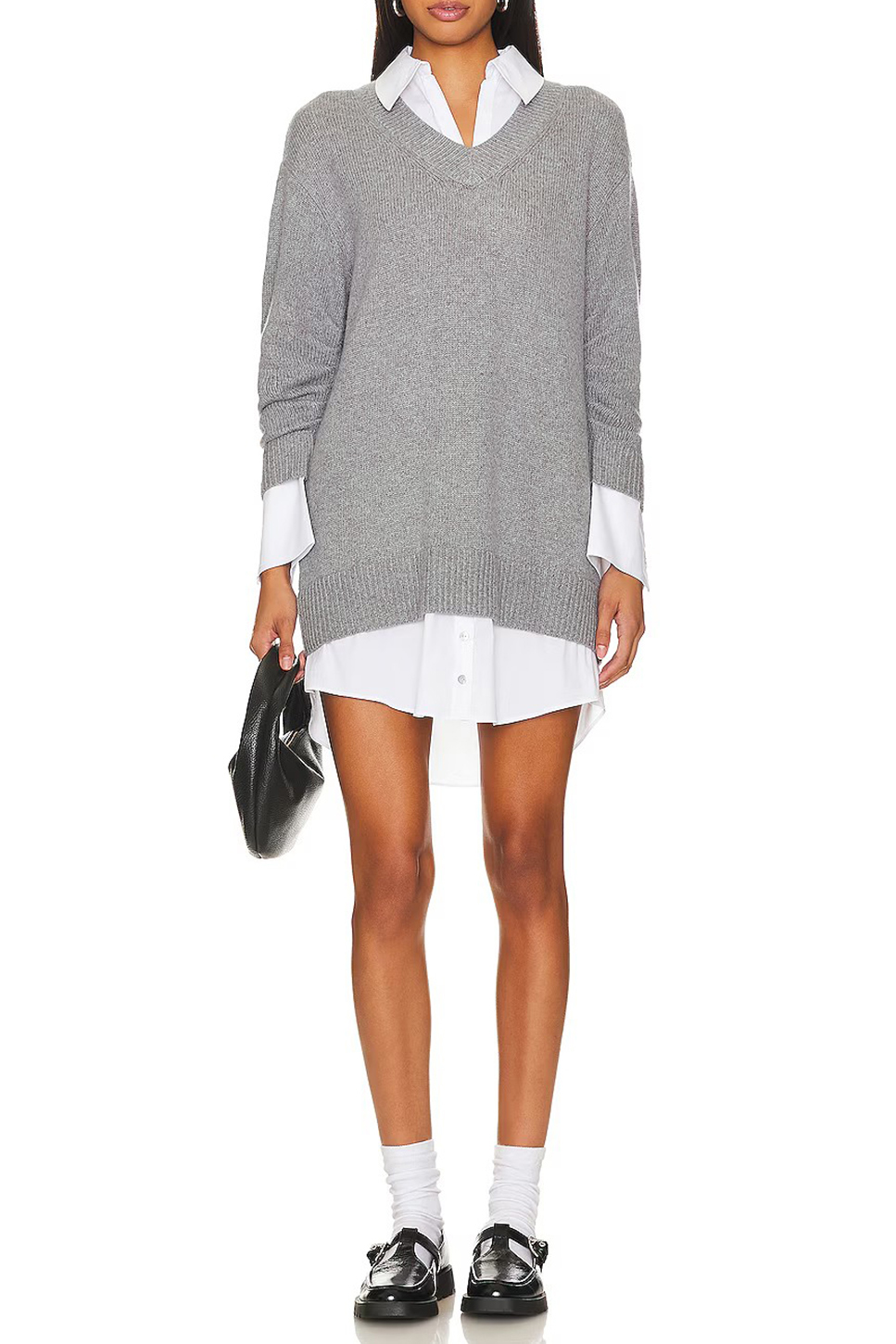 Collar Dress Heather Grey & White - notariosoax