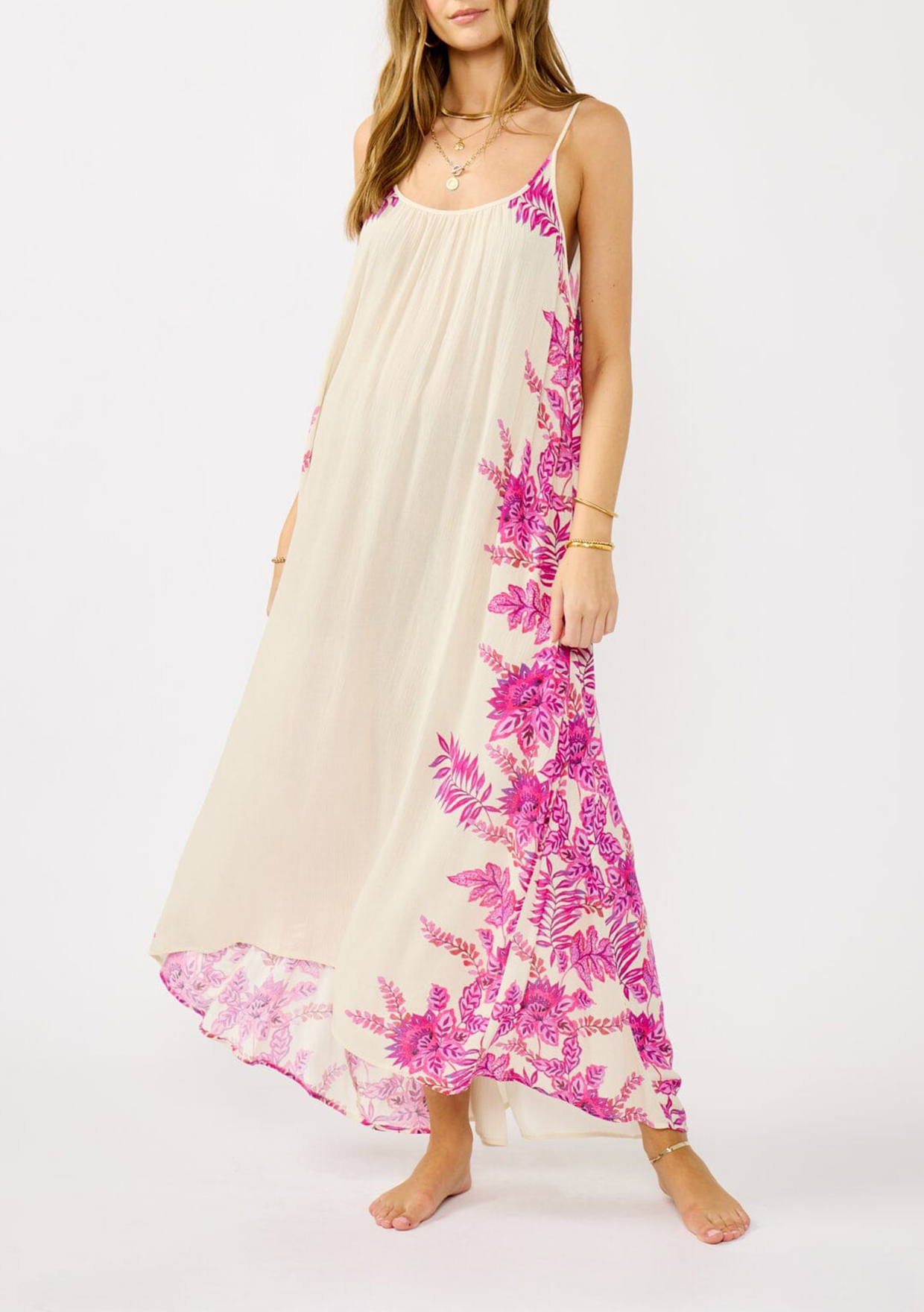 Floral Scoop Neck Maxi Dress - notariosoax