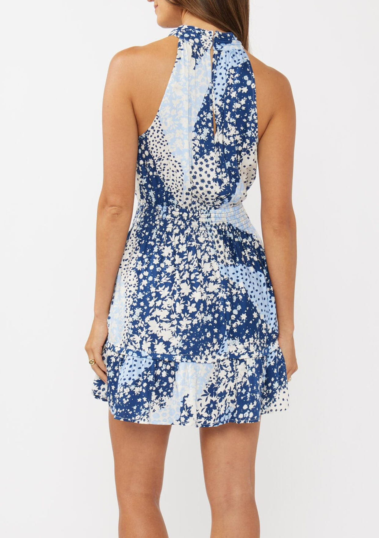 Floral Criss Cross Neck Dress - notariosoax