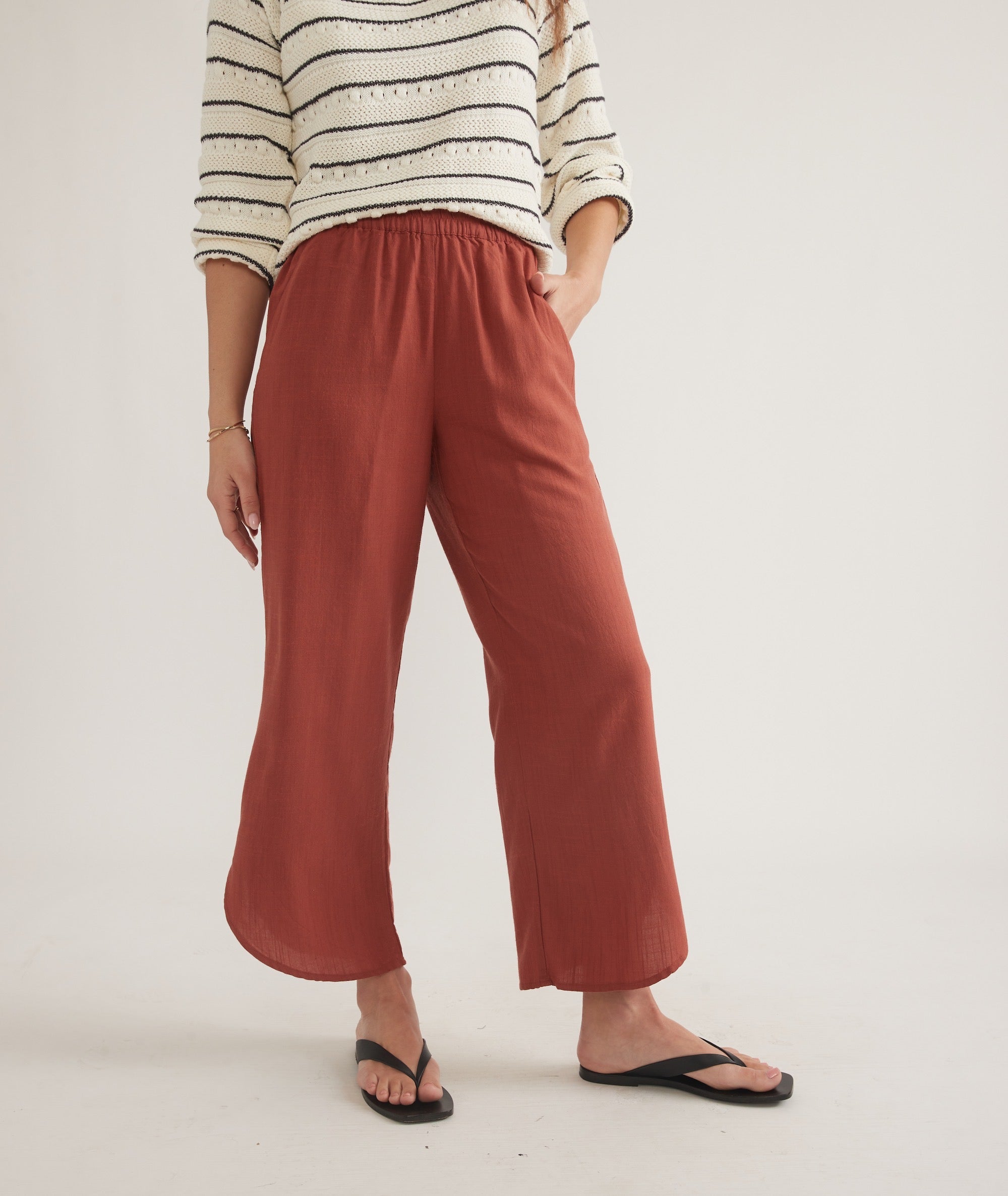 Rust-Colored Wide-Leg Trousers - notariosoax