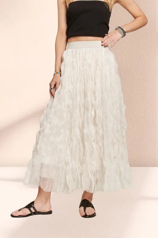 Elastic Waist Cloud Fluffy Maxi Skirt - notariosoax