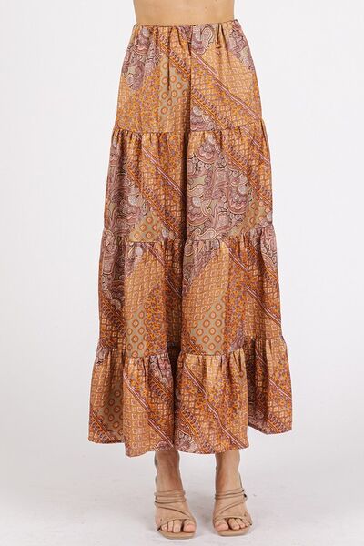 Paisley Patchwork Print Satin Maxi Skirt - notariosoax
