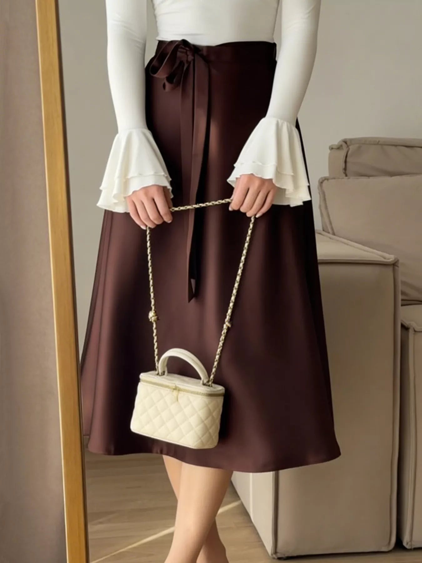 Line Satin Skirt - notariosoax
