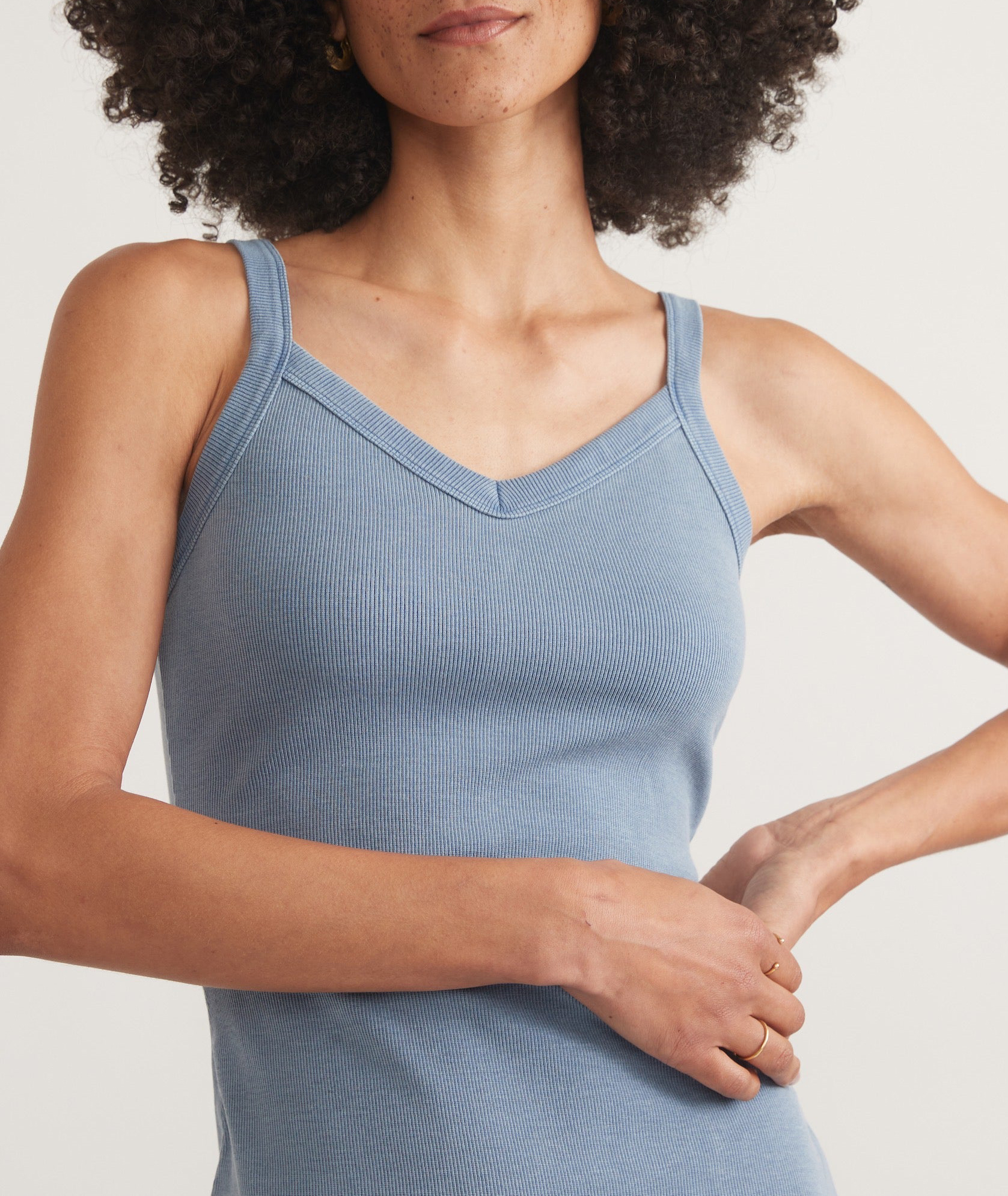 Light Blue Spaghetti Strap Ribbed Dress - notariosoax