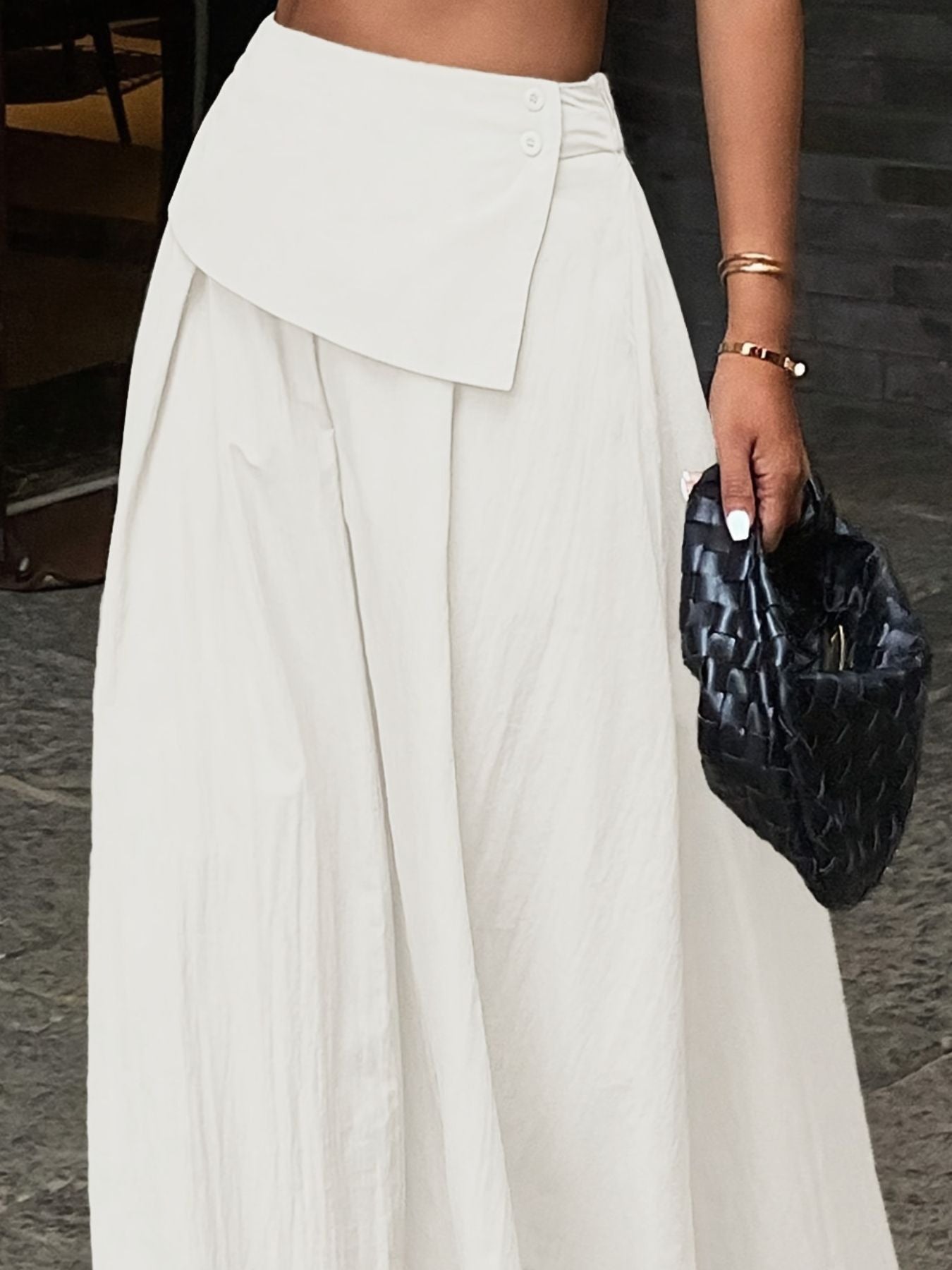 Curve Button Front Skirt - notariosoax