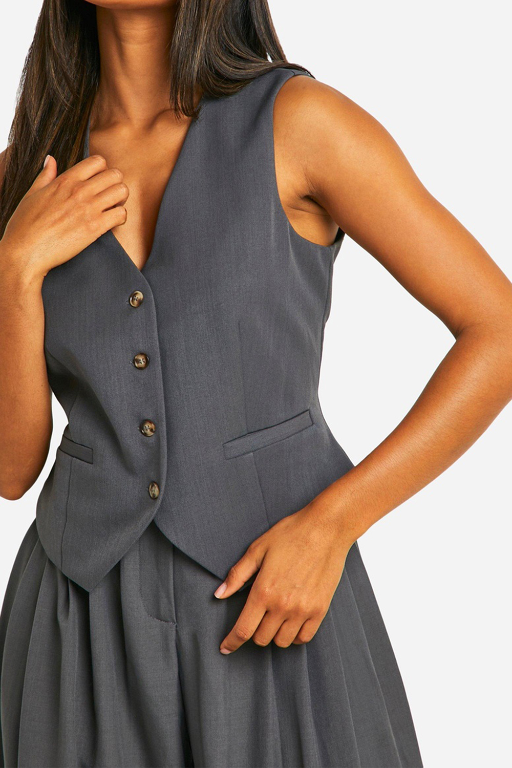 Versatile Breathable V-neck Women's Horn Button Vest - notariosoax