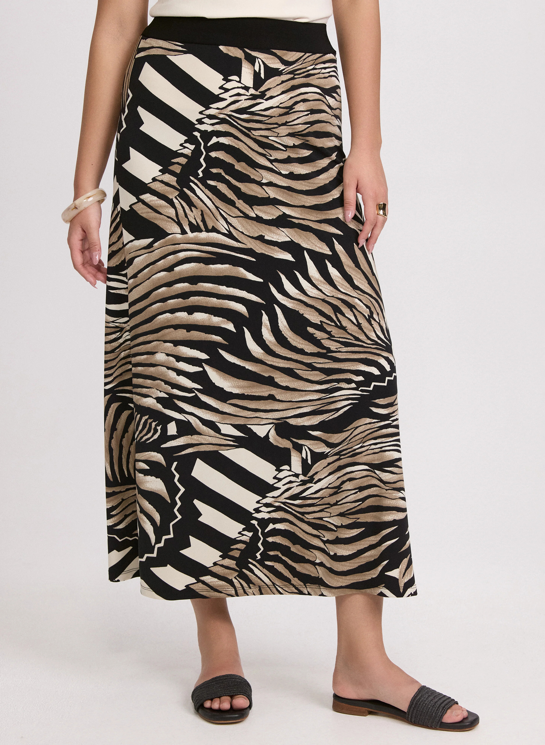 Casual A-Line Skirt With Abstract Pattern - notariosoax