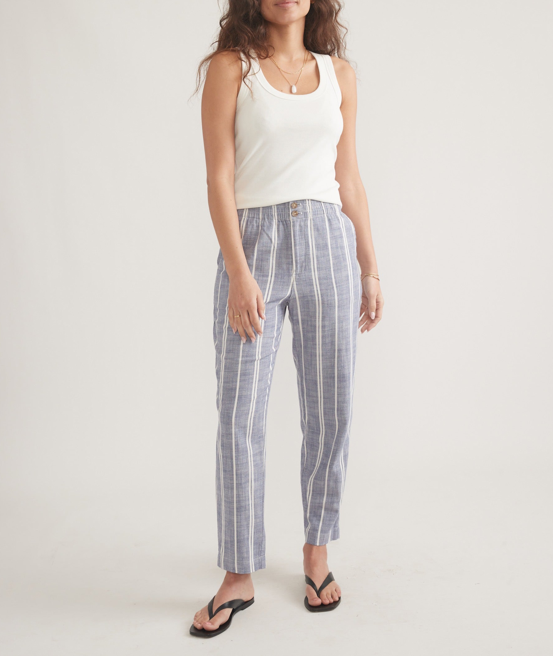 Skipper Blue Striped Cropped Trousers - notariosoax