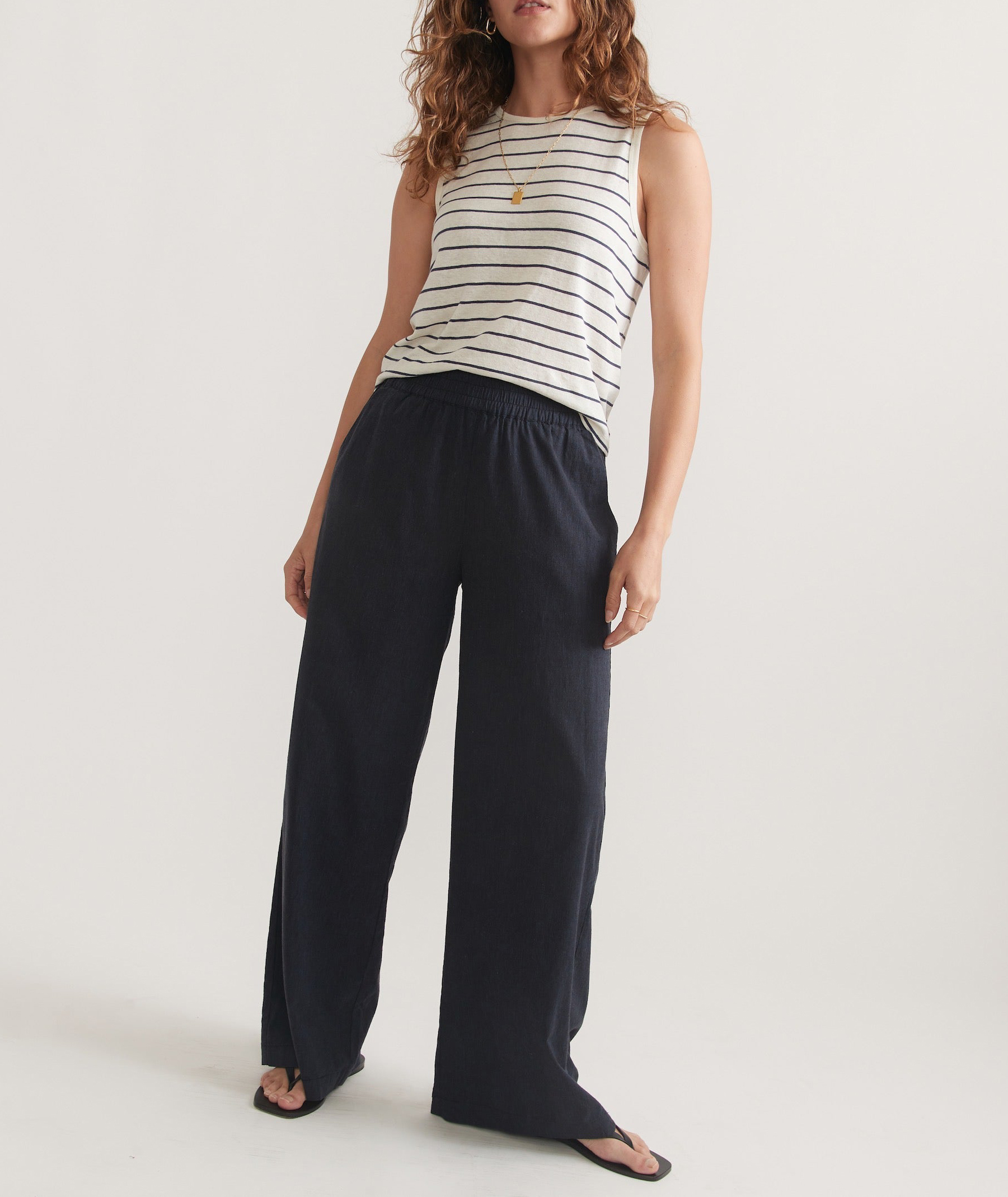 Hemp Blend Wide-Leg Trousers - notariosoax