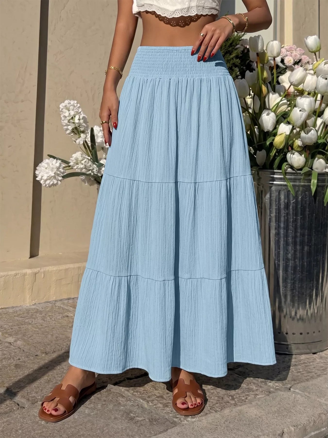 Easy Ruched Smocked Skirt - notariosoax