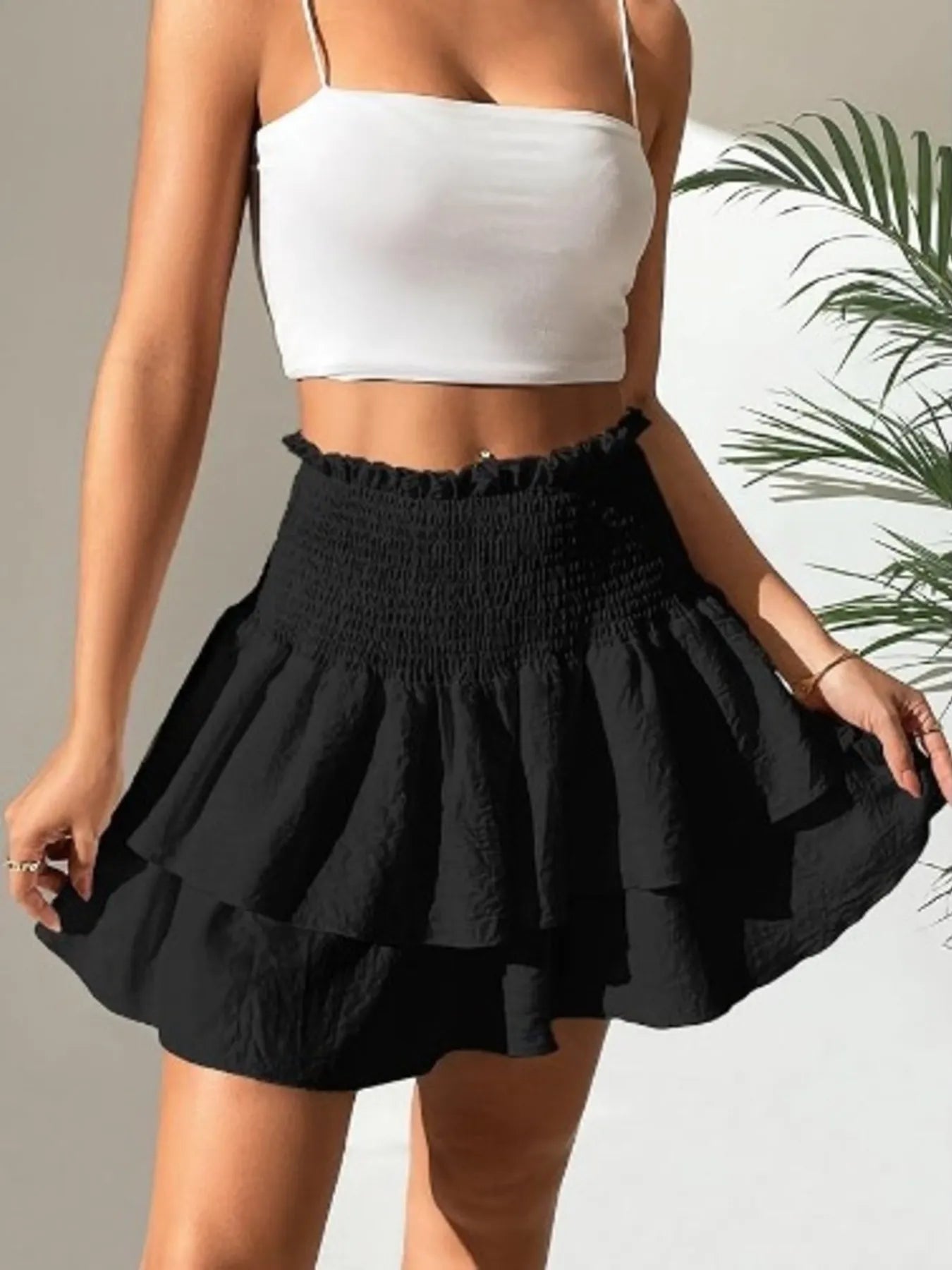 Simple Ruched Smocked Skirt - notariosoax