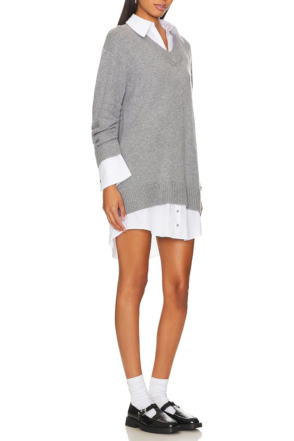 Collar Dress Heather Grey & White - notariosoax