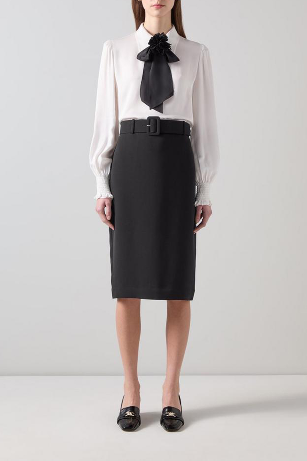 Black Pencil Midi Skirt - notariosoax
