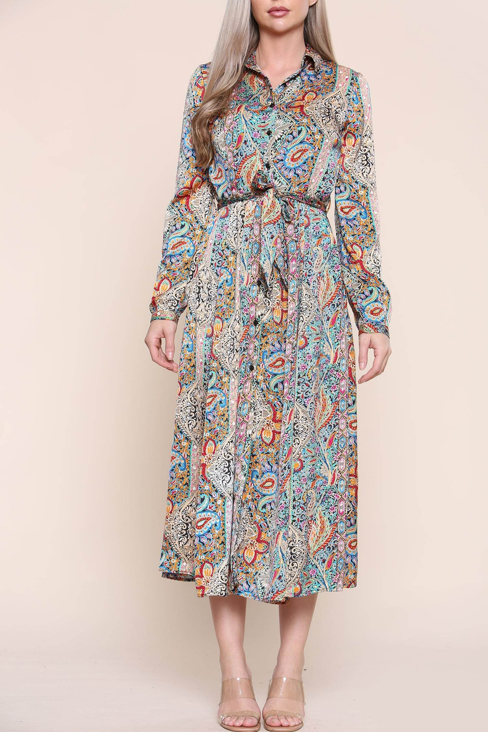 Women's Green Paisley Maxi Dress - notariosoax