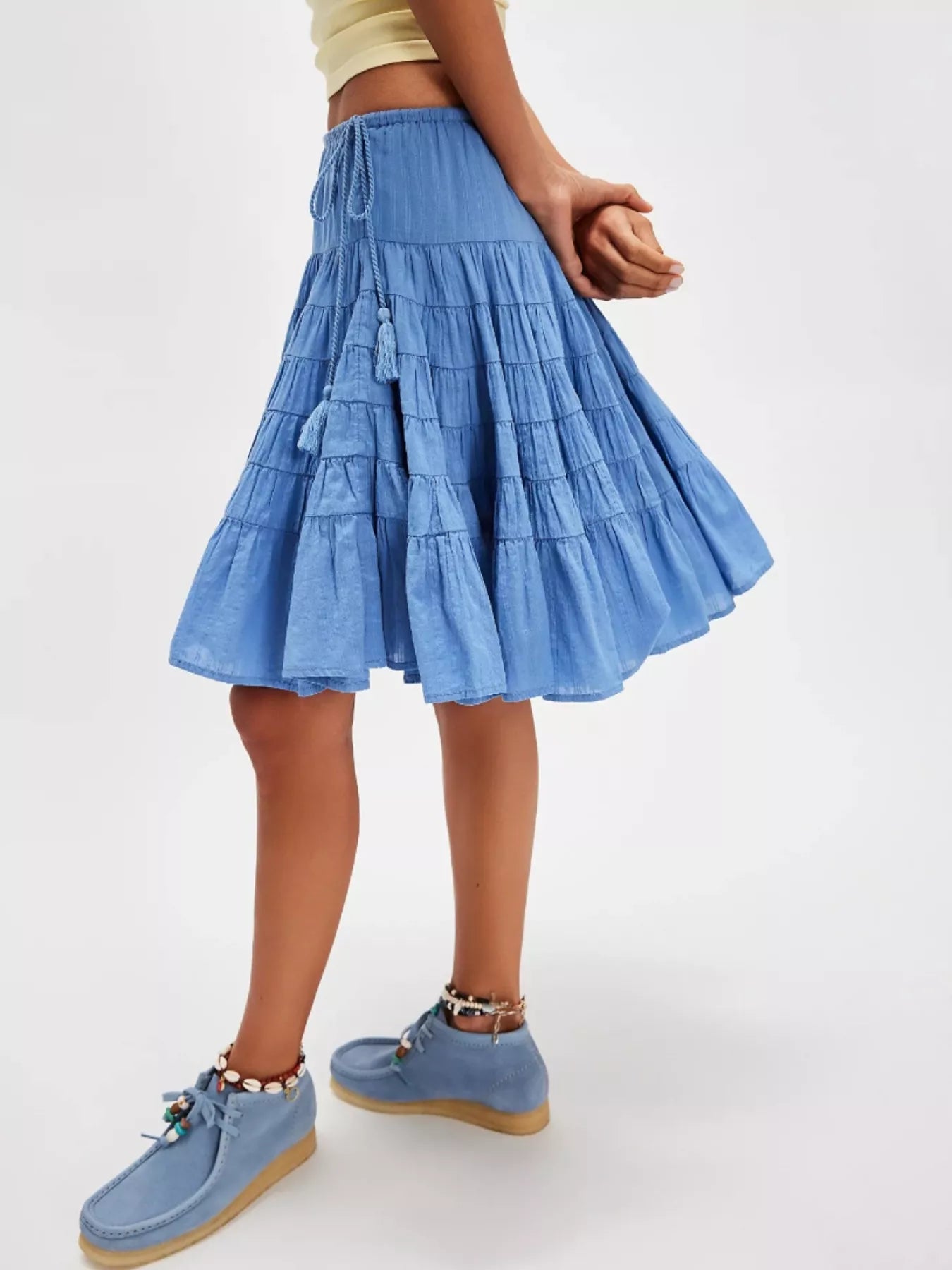 Smooth Drawstring Tiered Skirt - notariosoax