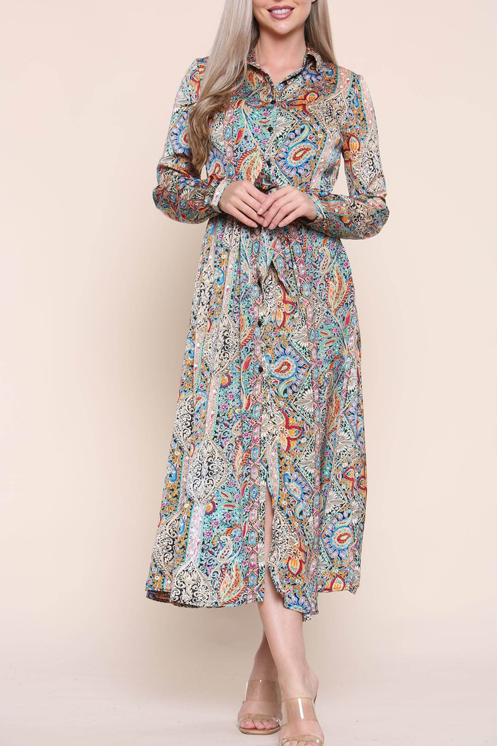 Women's Green Paisley Maxi Dress - notariosoax