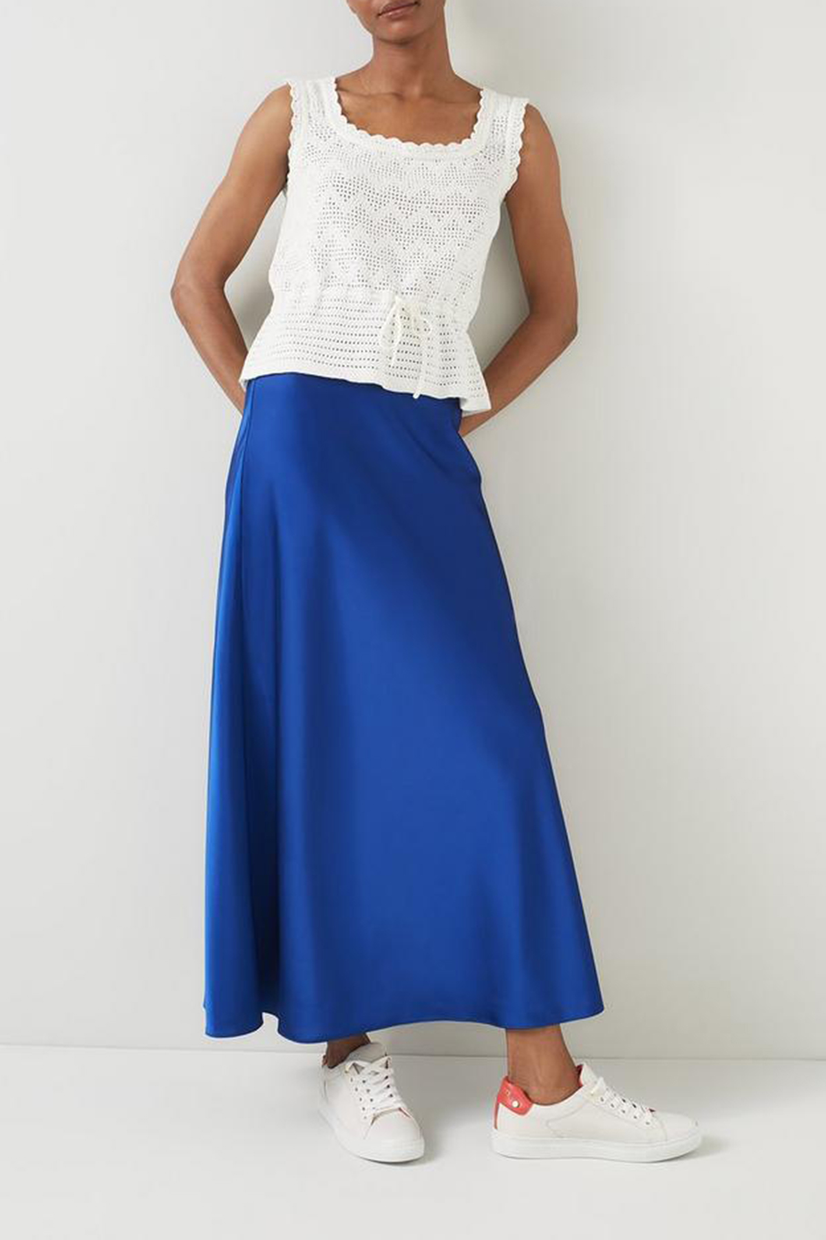 Royal Blue Flared Midi Skirt - notariosoax