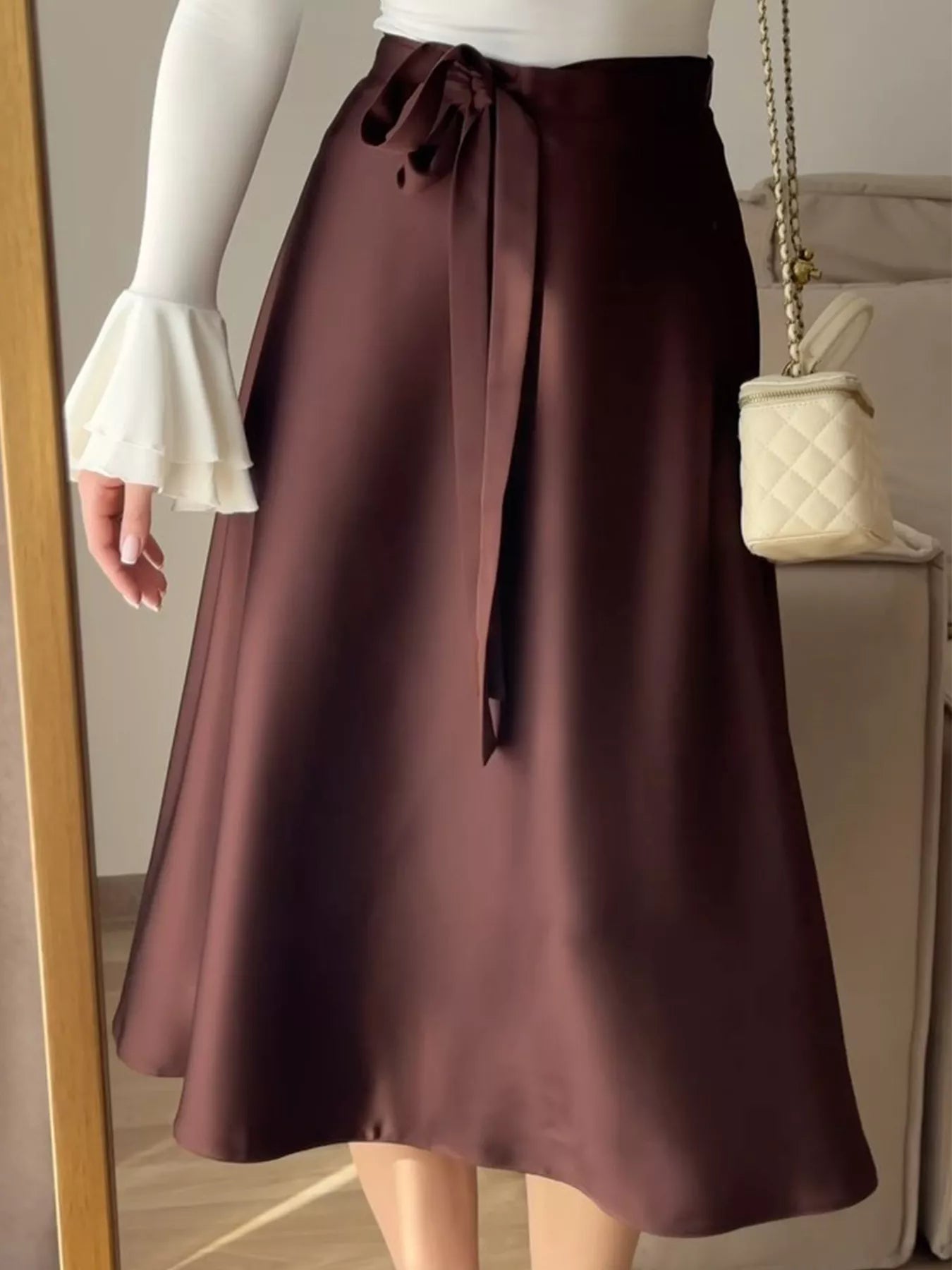 Line Satin Skirt - notariosoax