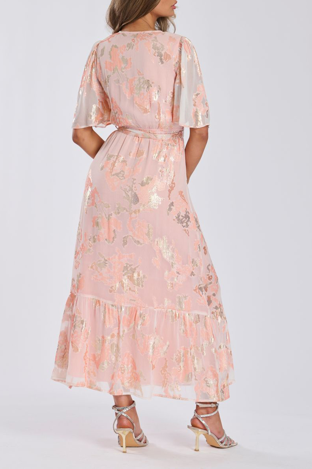 Pink Metallic Jacquard Women's Dress - notariosoax