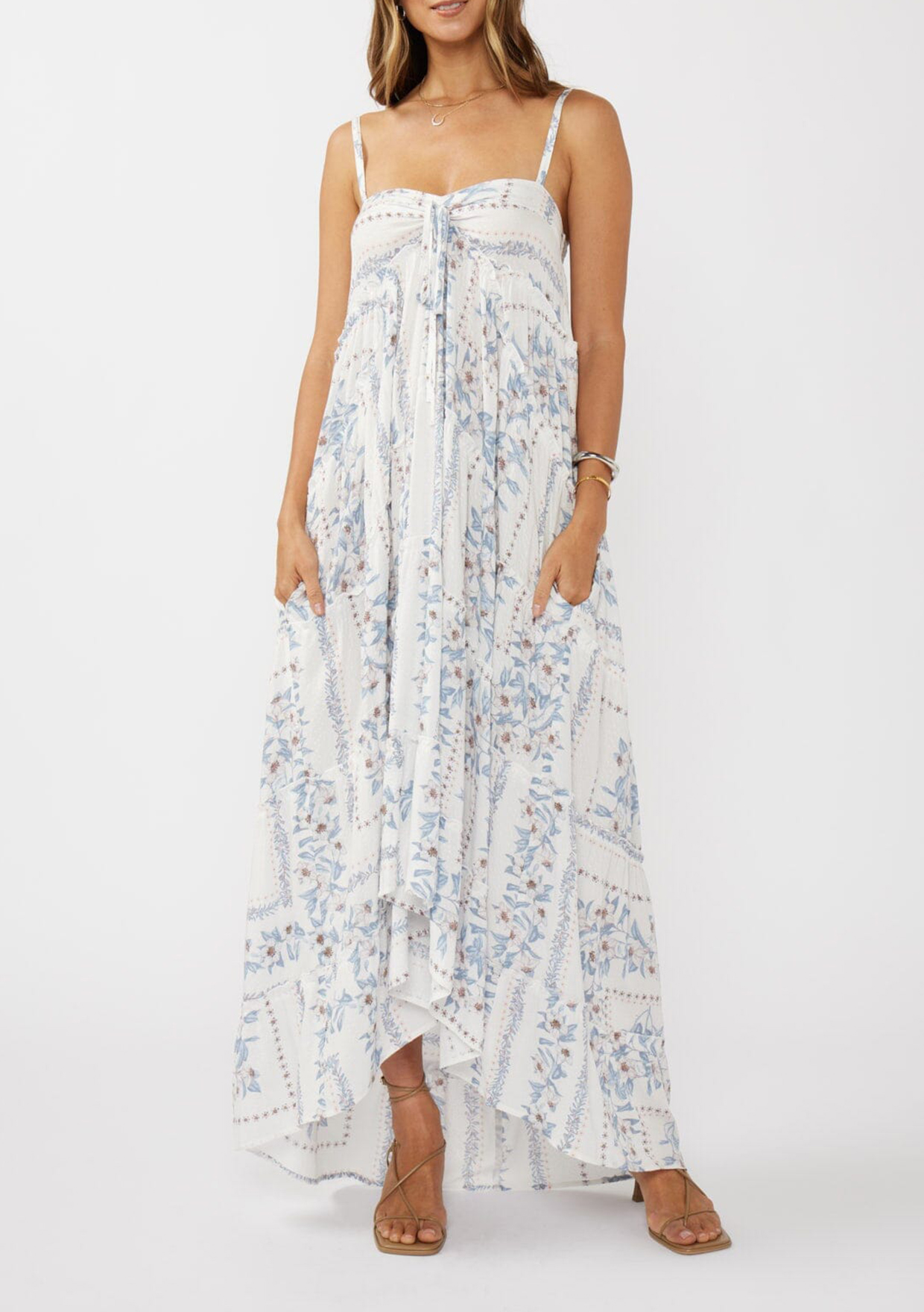 Tie Front Maxi Cami Dress - notariosoax
