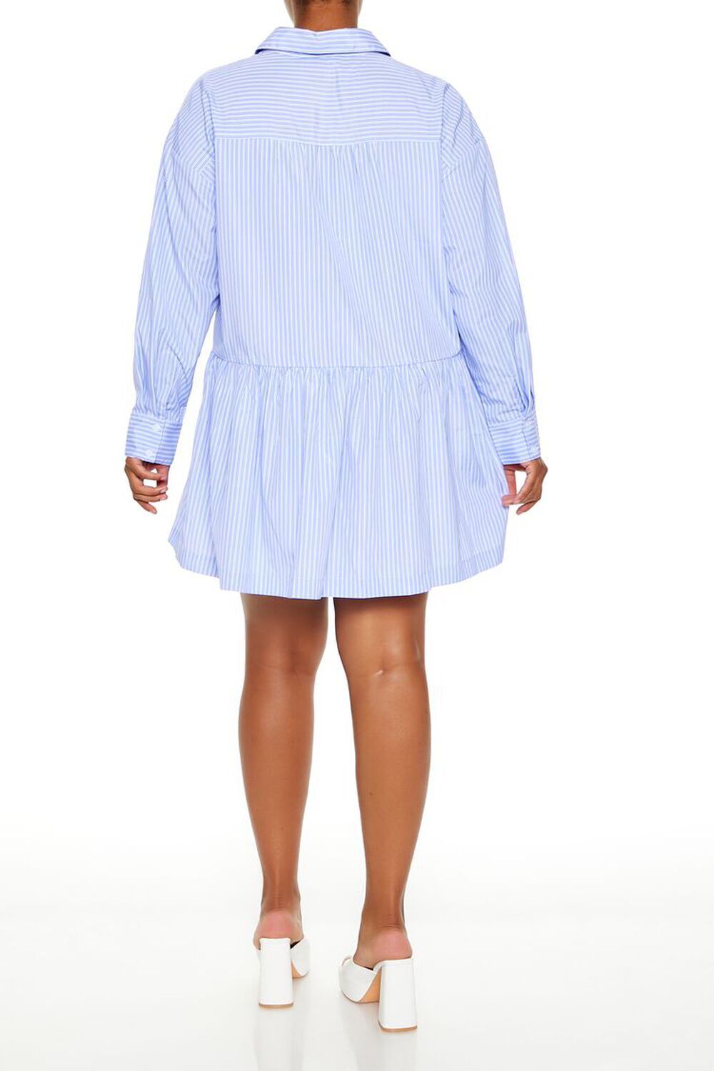 Plus Size Striped Mini Shirt Dress - notariosoax